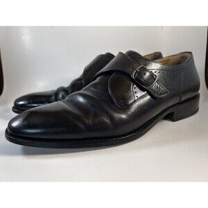 Johnston & Murphy Black Leather Monk Strap Oxfords